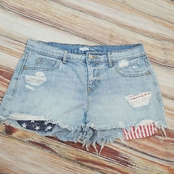 Old Navy Pants - Old Navy Distressed Patriotic Denim Shorts